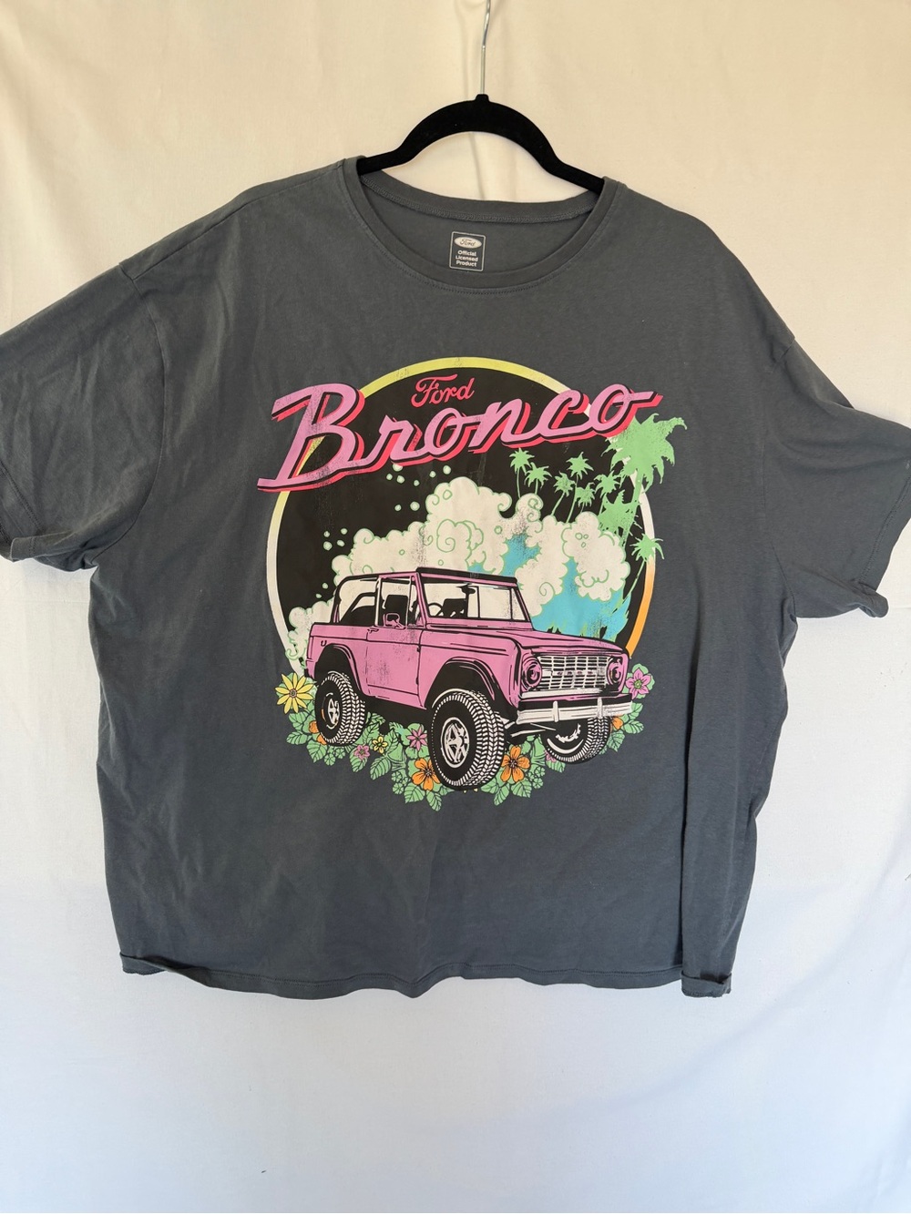 Ford Kids Short Sleeve Tee in Charcoal with Pink Bronco Graphic